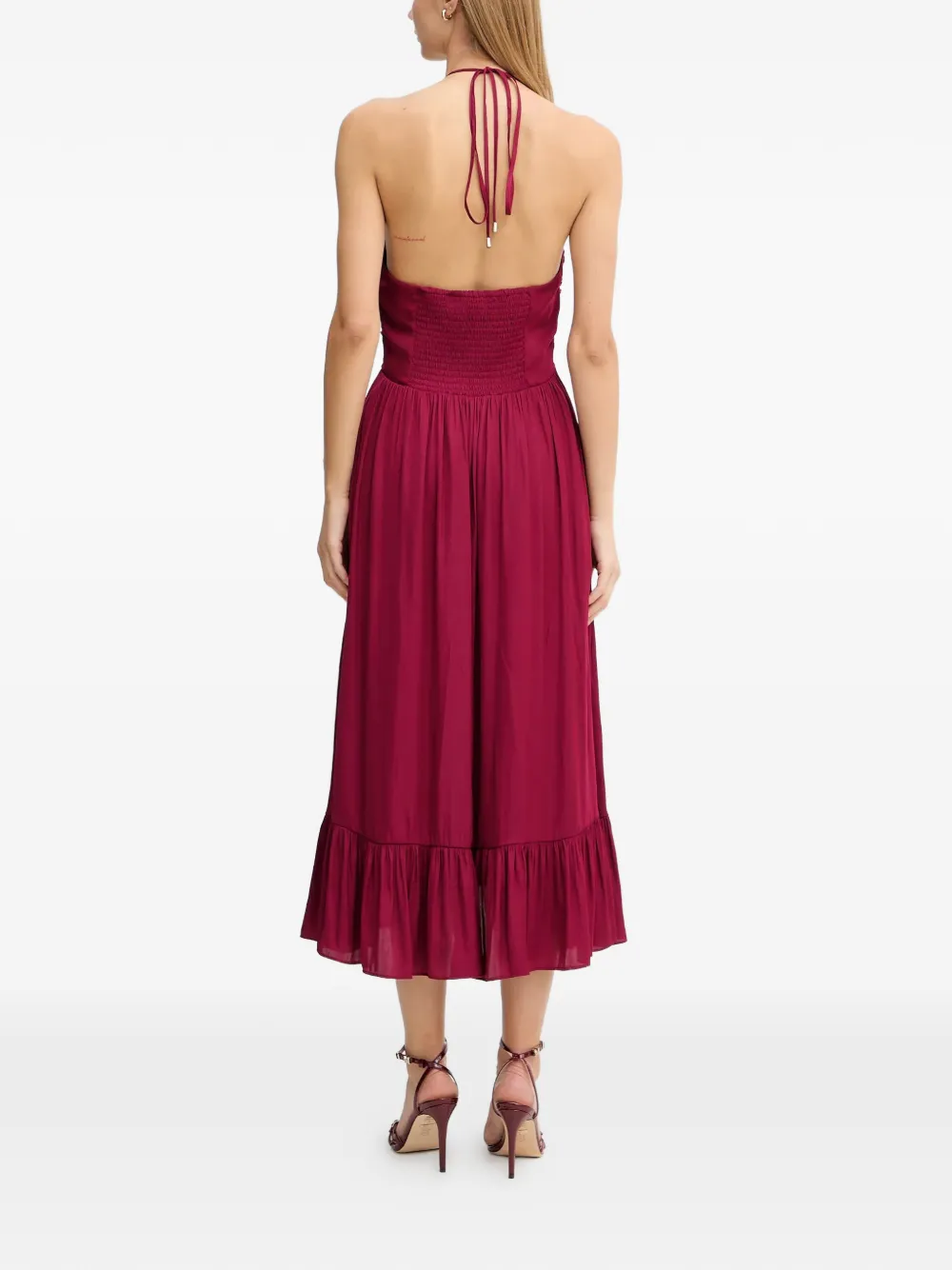  Morgan Ruffled-effect Midi Dress - Red 