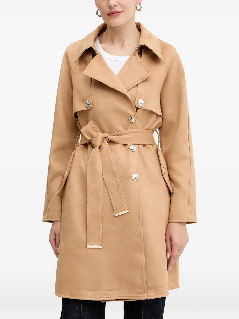 Morgan double-breasted belted coat - Neutrals