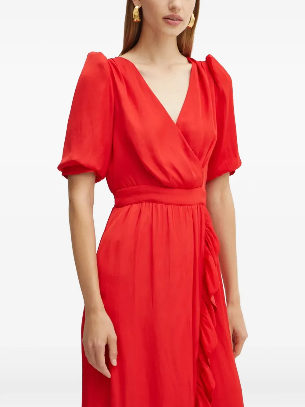 Morgan Midi-jurk met asymmetrische afwerking Rood