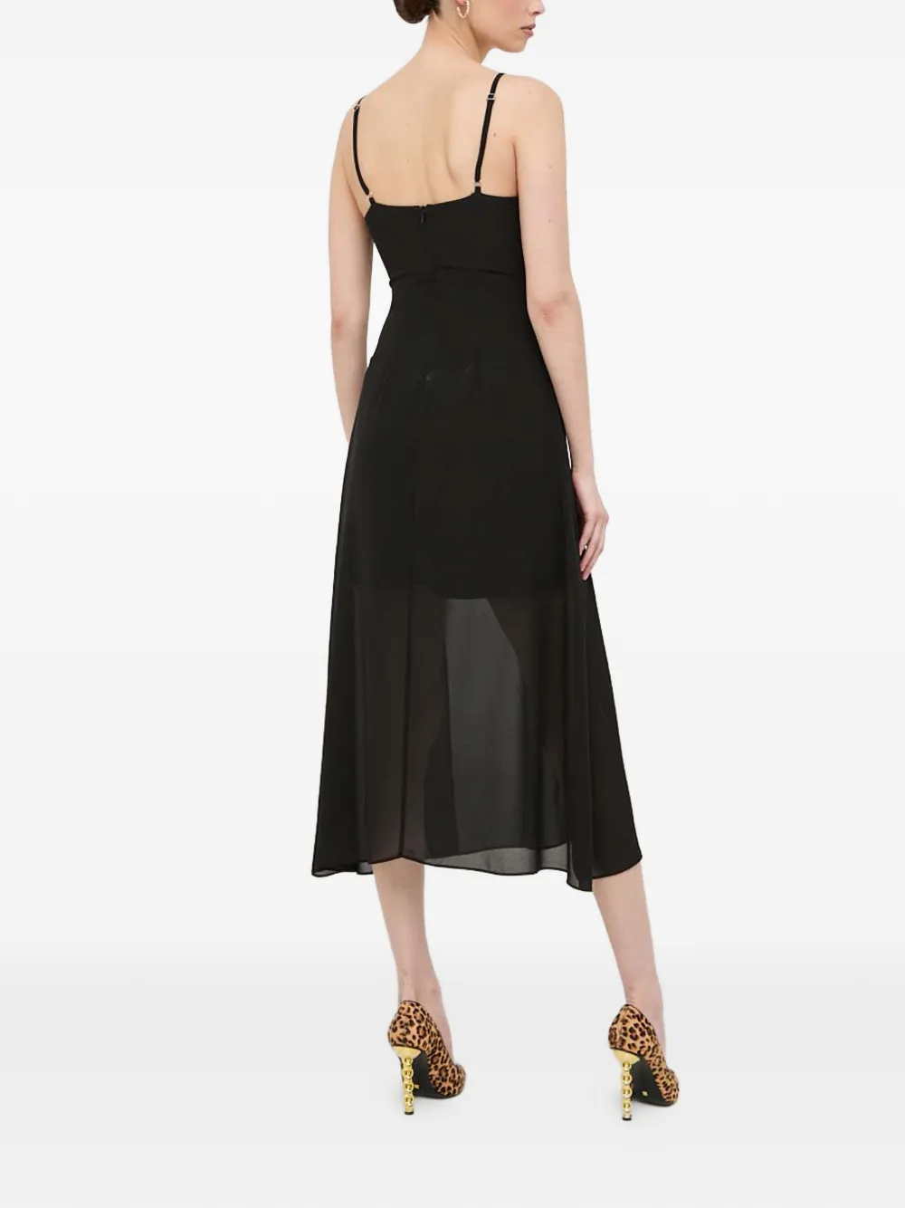 Chain-Strap Split Midi Dress