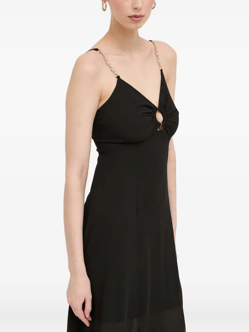 Chain-Strap Split Midi Dress