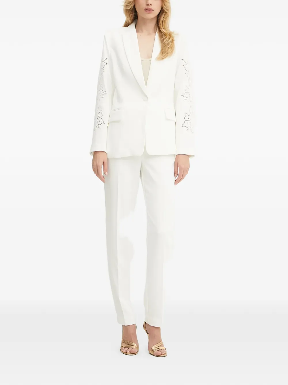  Morgan Floral-embroidered Blazer - White 