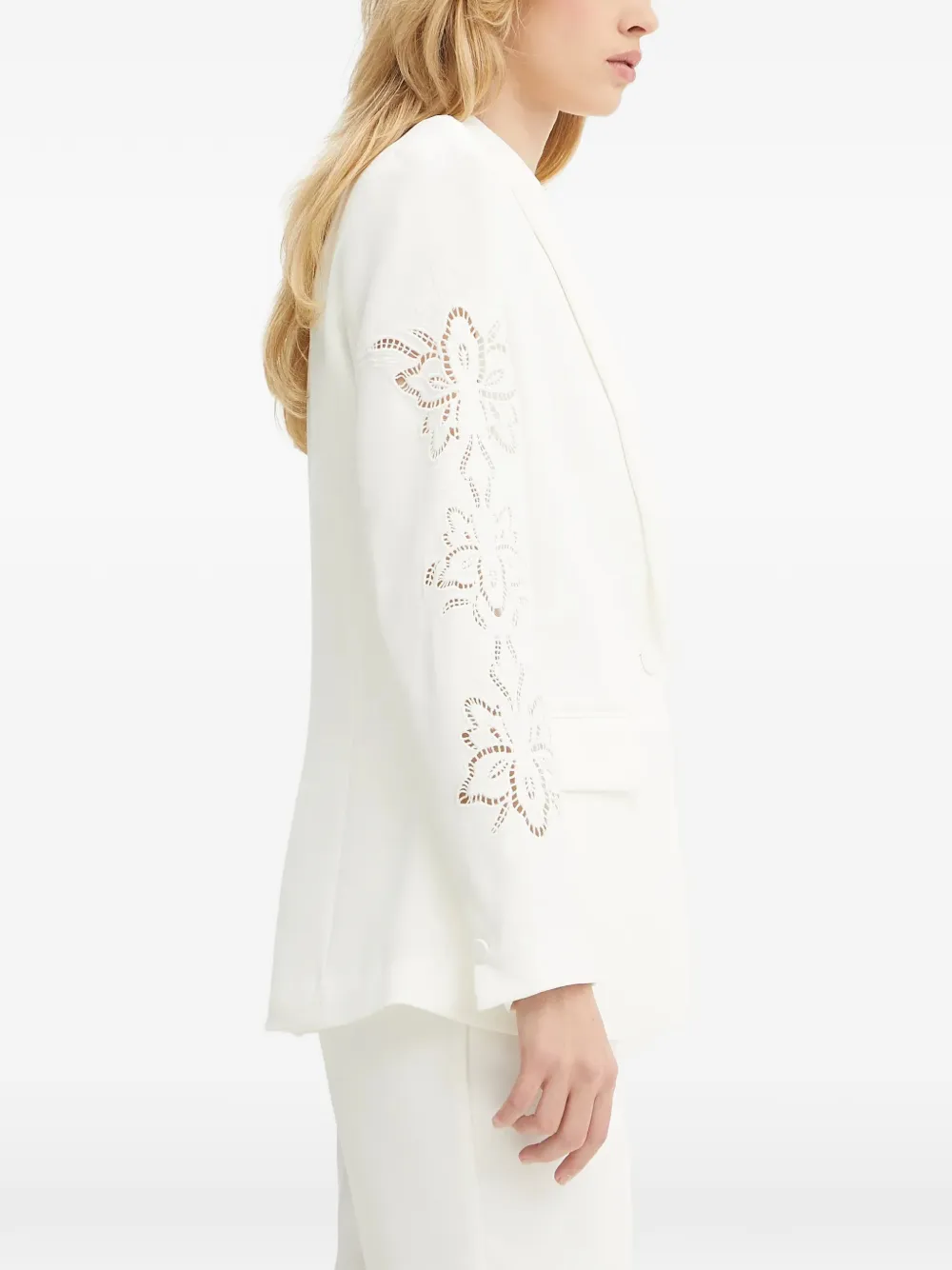  Morgan Floral-embroidered Blazer - White 