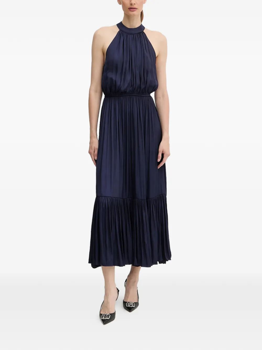 Morgan pleated midi dress - Blu