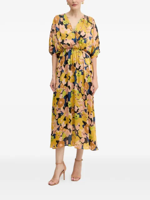 Morgan floral-patterned V-neck midi dress