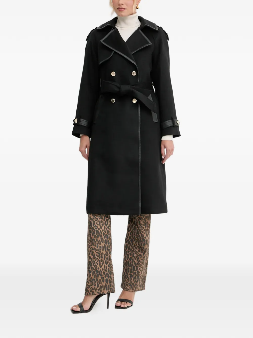  Morgan Belted Double-breasted Coat - Black 