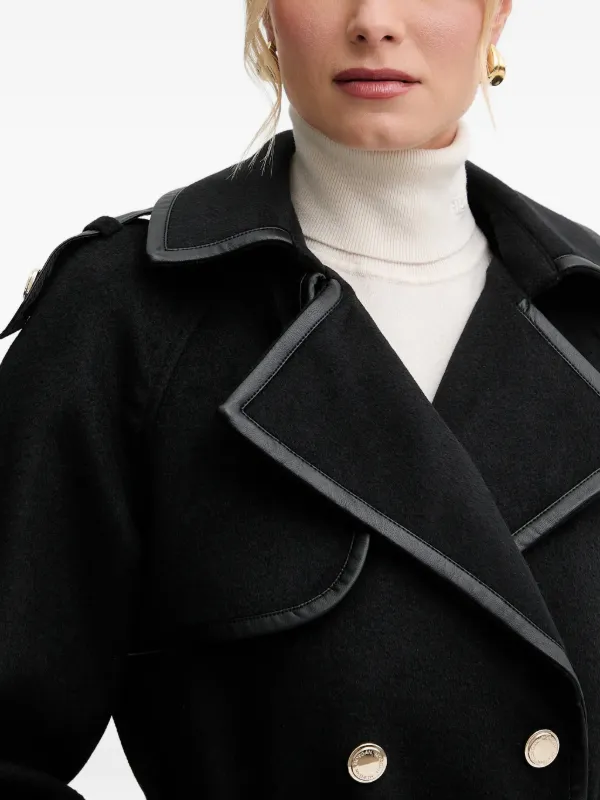 MORGAN 黒 ロングコート Morgan Trench Coat Com Abotoamento Duplo | Preto | FARFETCH BR
