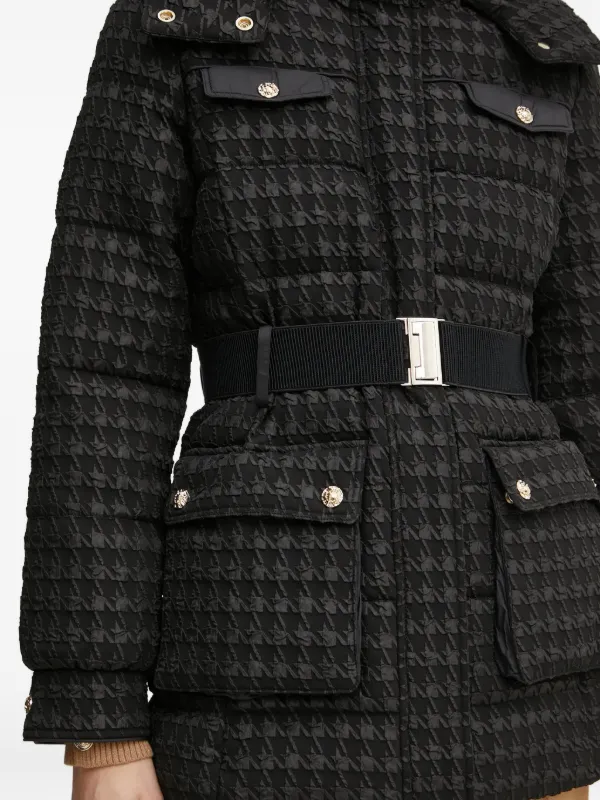 Morgan Houndstooth Belted Jacket | Black | FARFETCH