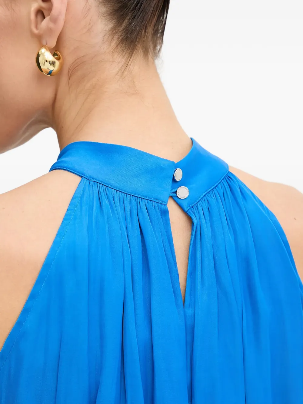 Morgan Midi-jurk met halternek en ruches Blauw