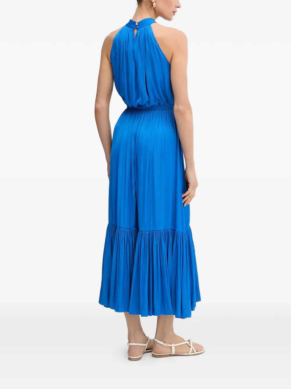 Morgan Midi-jurk met halternek en ruches Blauw
