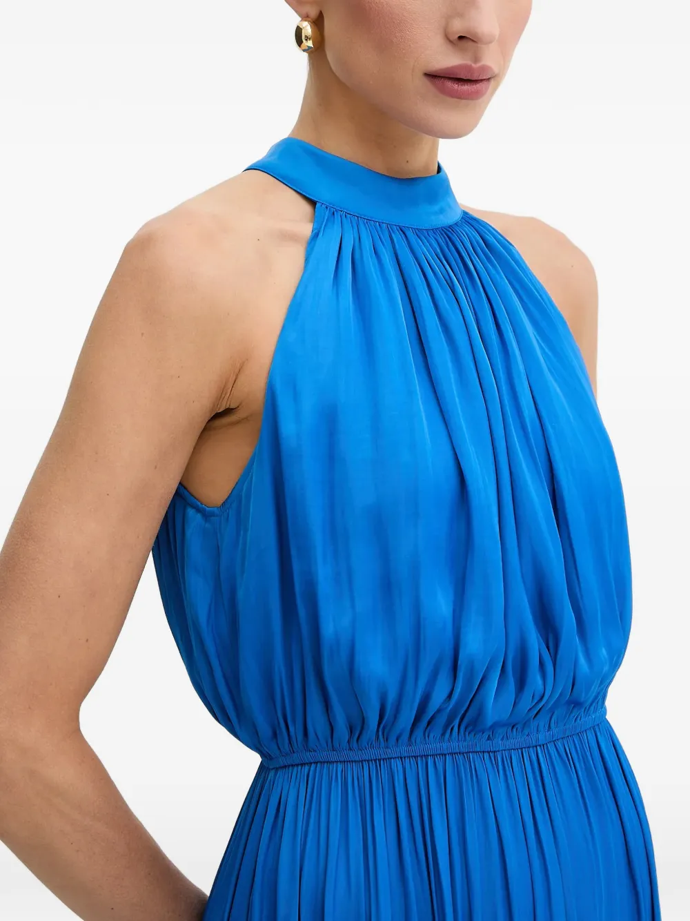 Morgan Midi-jurk met halternek en ruches Blauw