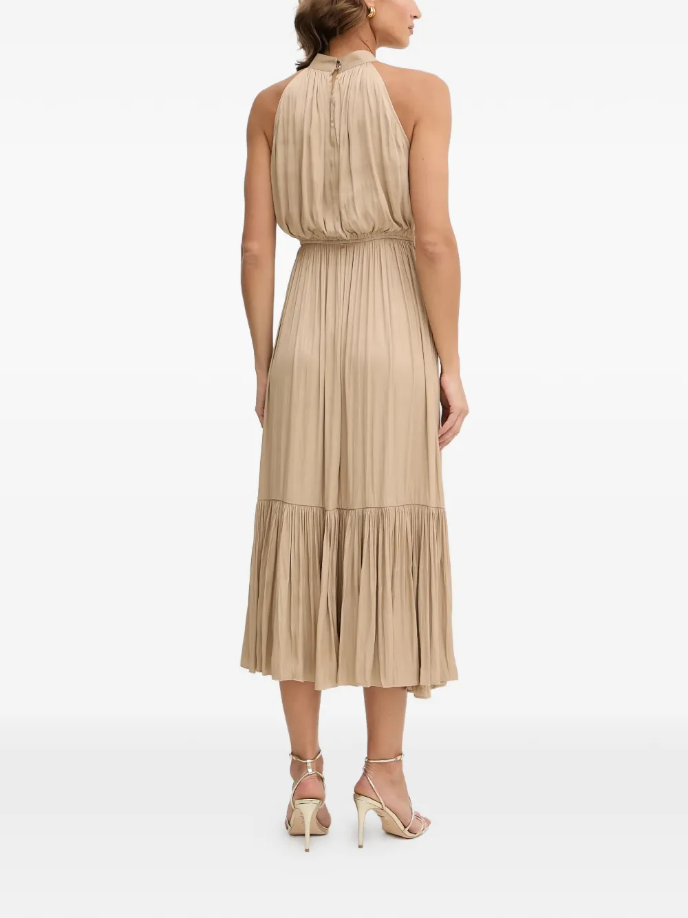  Morgan Pleated Midi Dress - Neutrals 