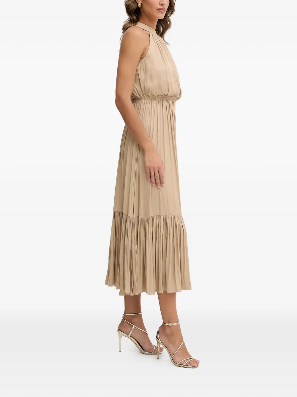  Morgan Pleated Midi Dress - Neutrals 