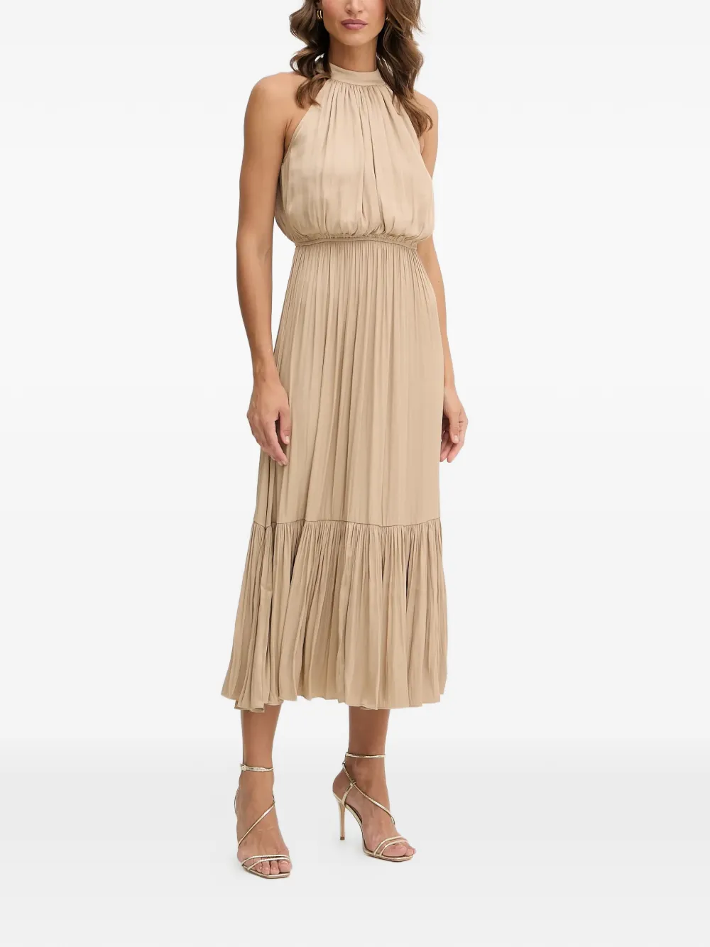 Morgan pleated midi dress - Toni neutri