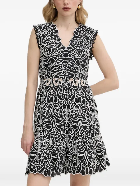 Morgan scalloped trim V-neck mini dress