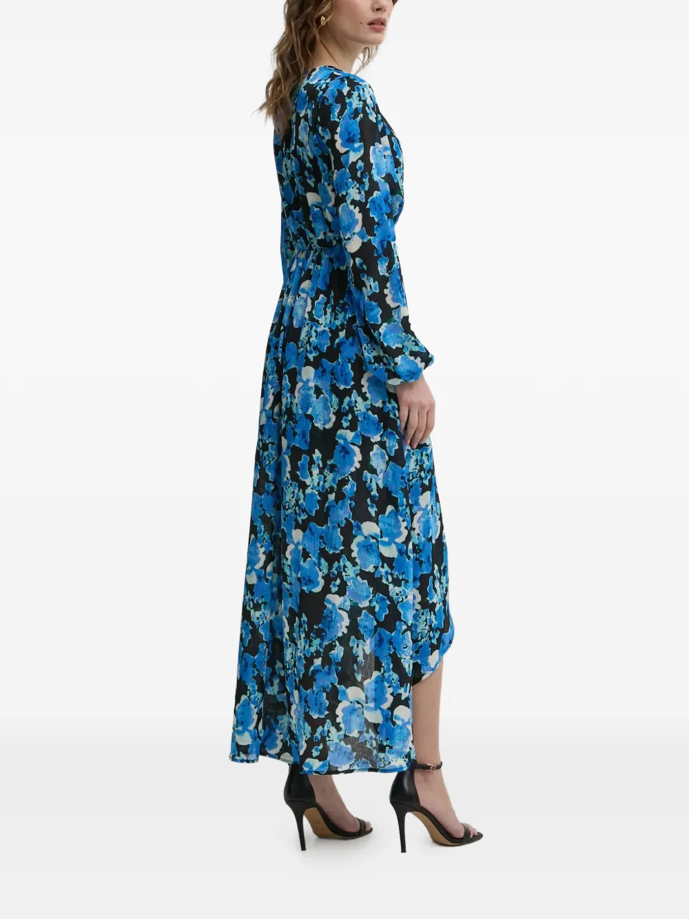 Morgan Midi-jurk met bloemenpatroon en V-hals Blauw
