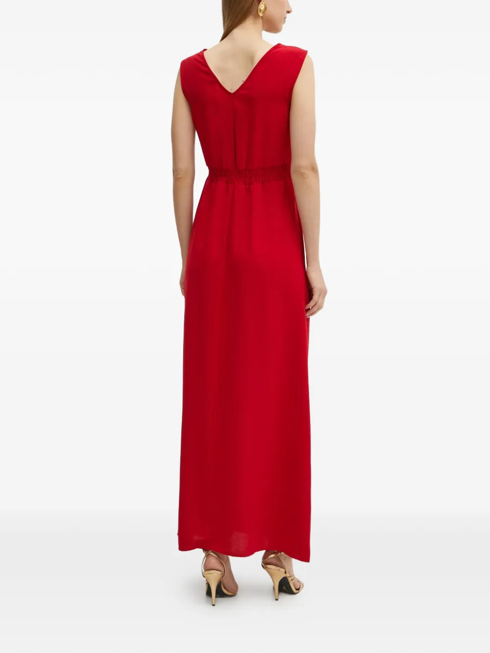  Morgan V-neck Side-slit Maxi Dress - Red 