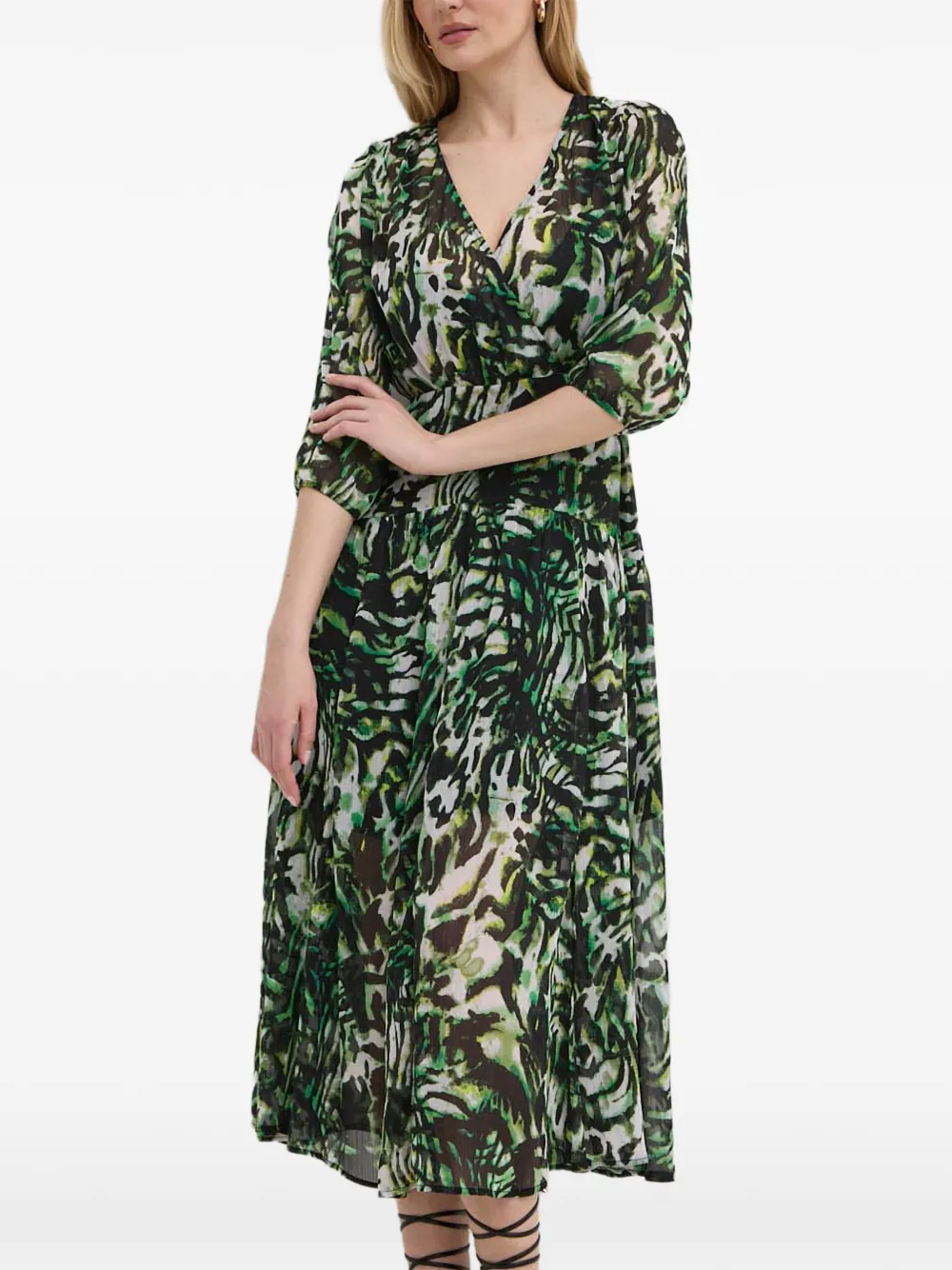 Morgan Midi-jurk met V-hals Zwart