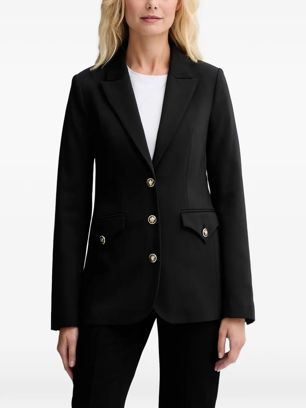 Morgan Buttoned Flap-pocket Blazer In Black