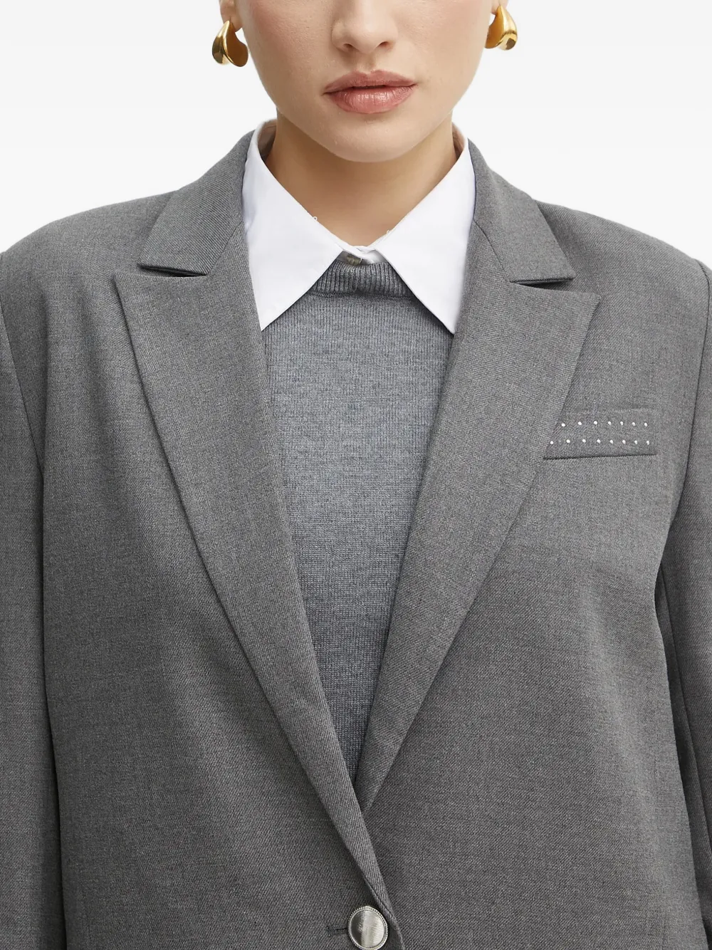 Morgan Verfraaide blazer met enkele rij knopen Grijs