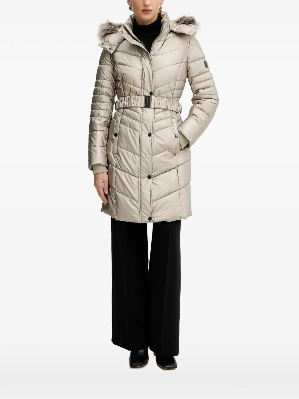 Morgan quilted faux-fur-trim jacket