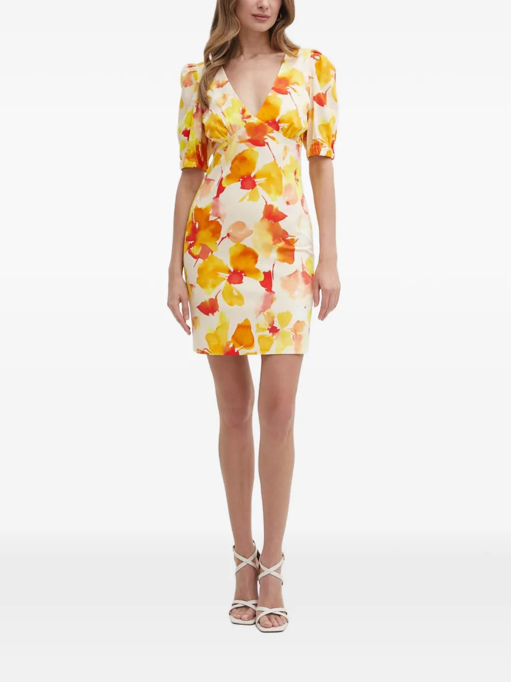 Morgan puff sleeve floral mini dress - Giallo