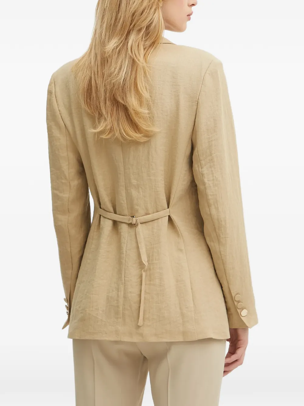 Morgan Blazer met ceintuur en enkele rij knopen Beige