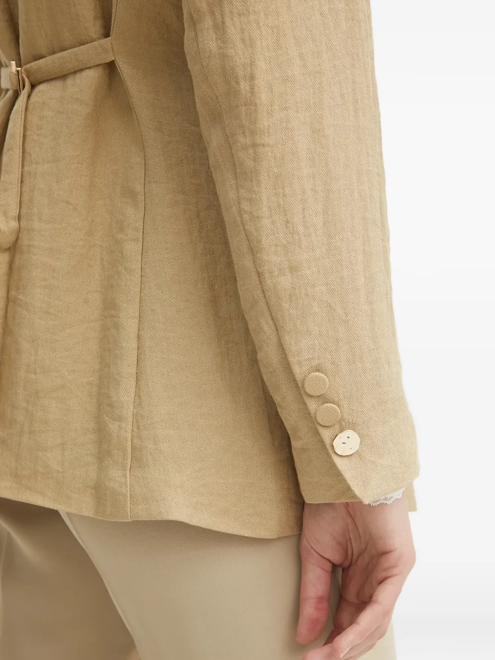 Morgan Blazer met ceintuur en enkele rij knopen Beige