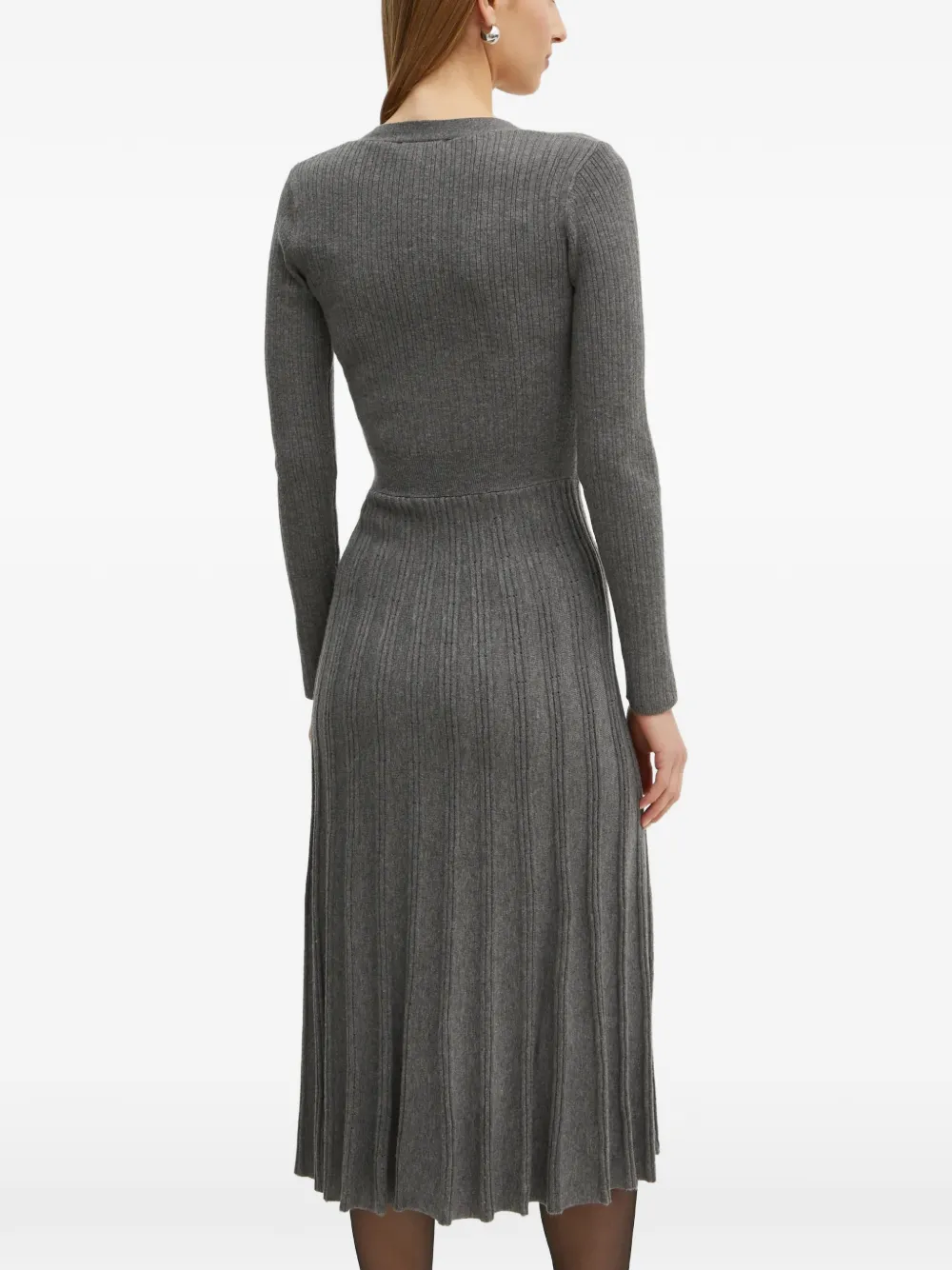 V-Neck Button Midi Dress