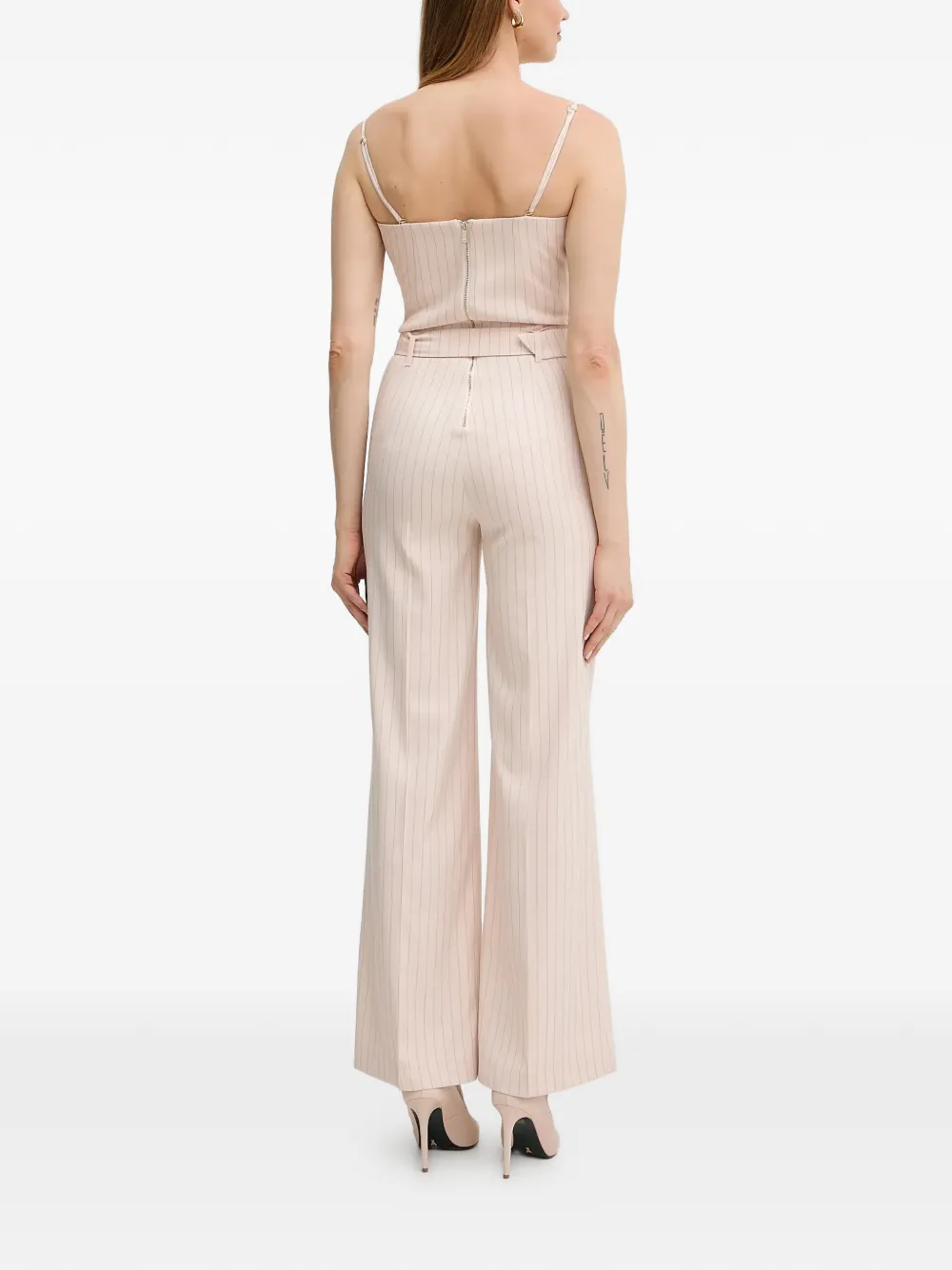 Morgan Gestreepte jumpsuit met ceintuur Beige