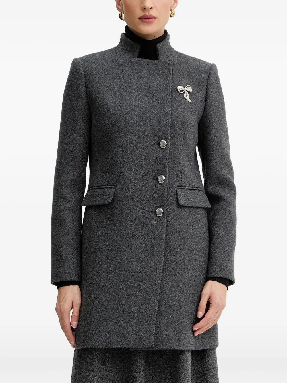 Morgan bow-embellished coat - Grey