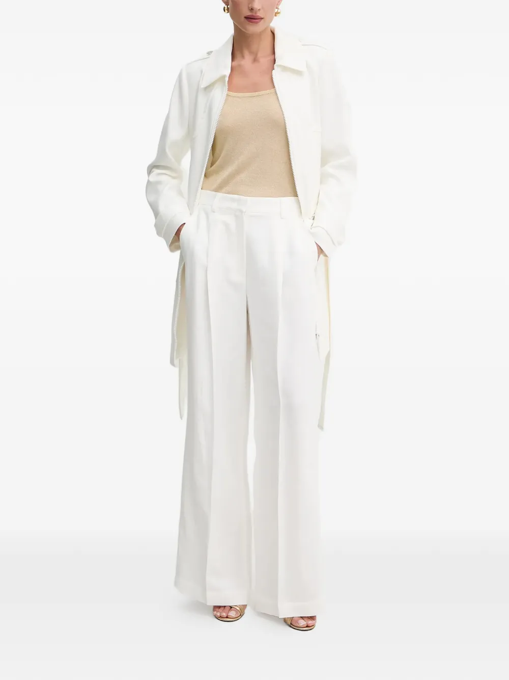  Morgan Zip Belt Coat - White 