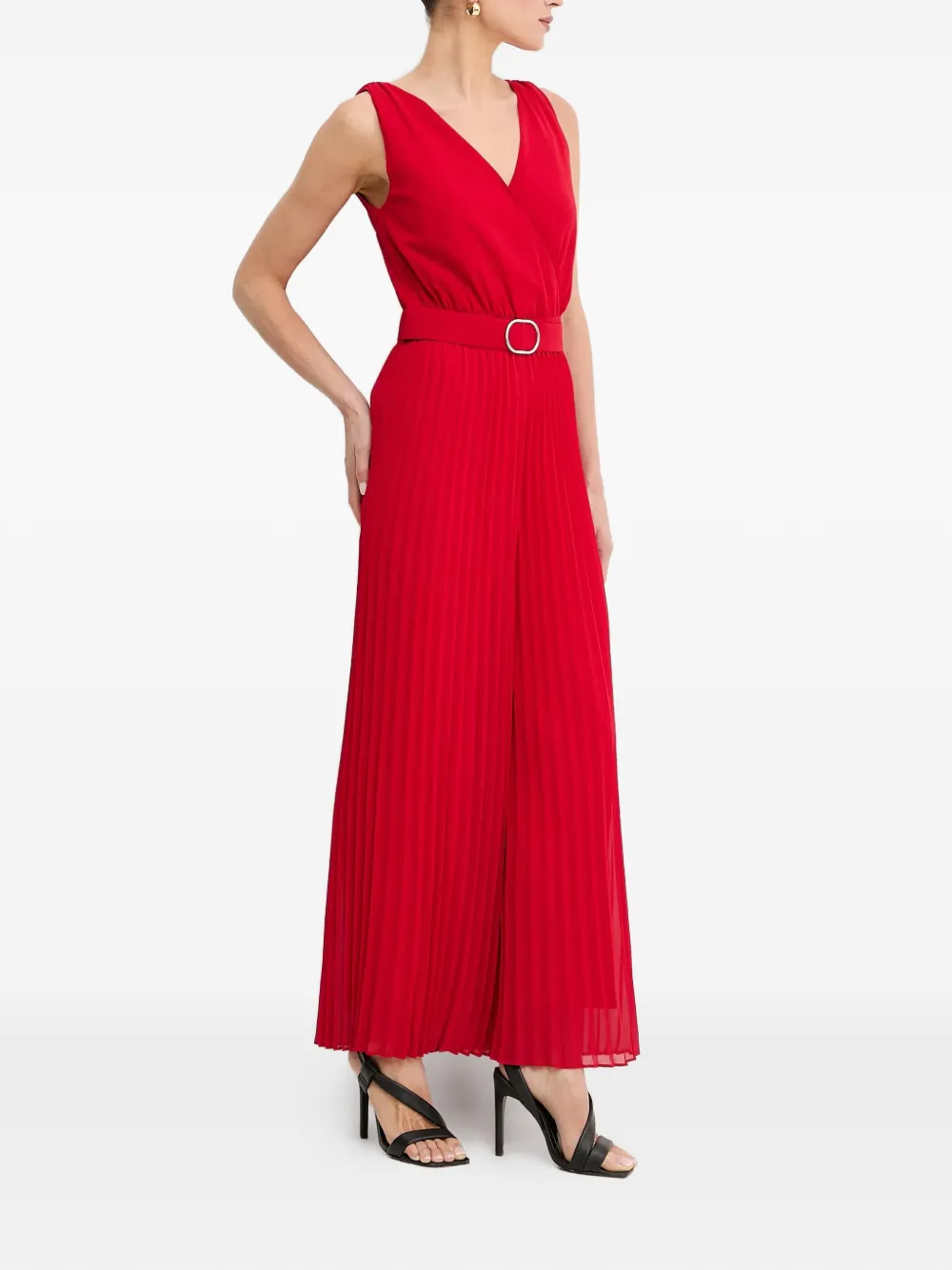  Morgan V-neck Pleated Jumpsuit - Red 