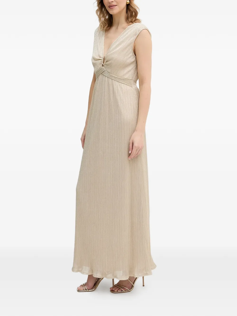 Morgan Maxi-jurk met V-hals en ringdetail Beige
