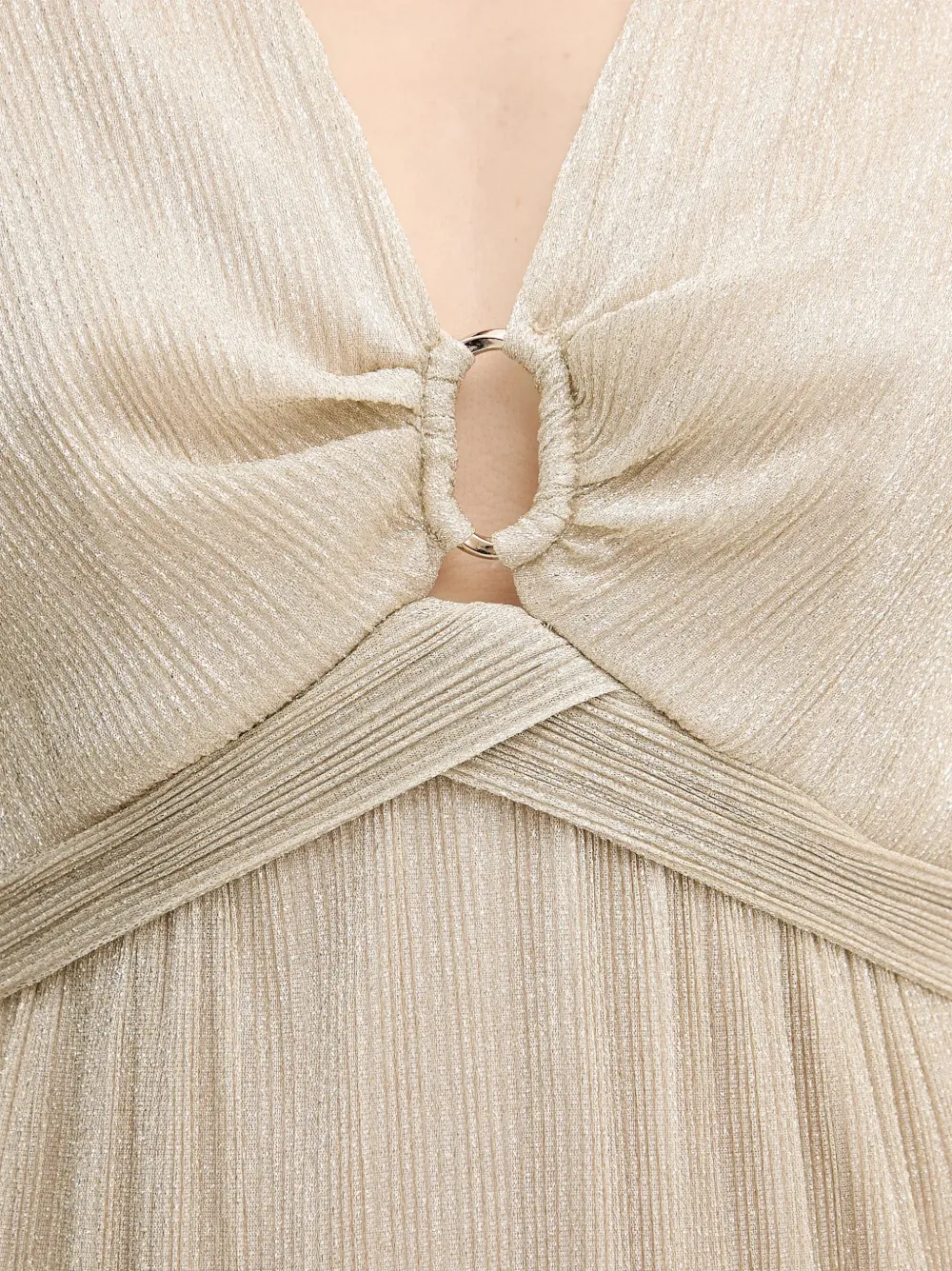 Morgan Maxi-jurk met V-hals en ringdetail Beige