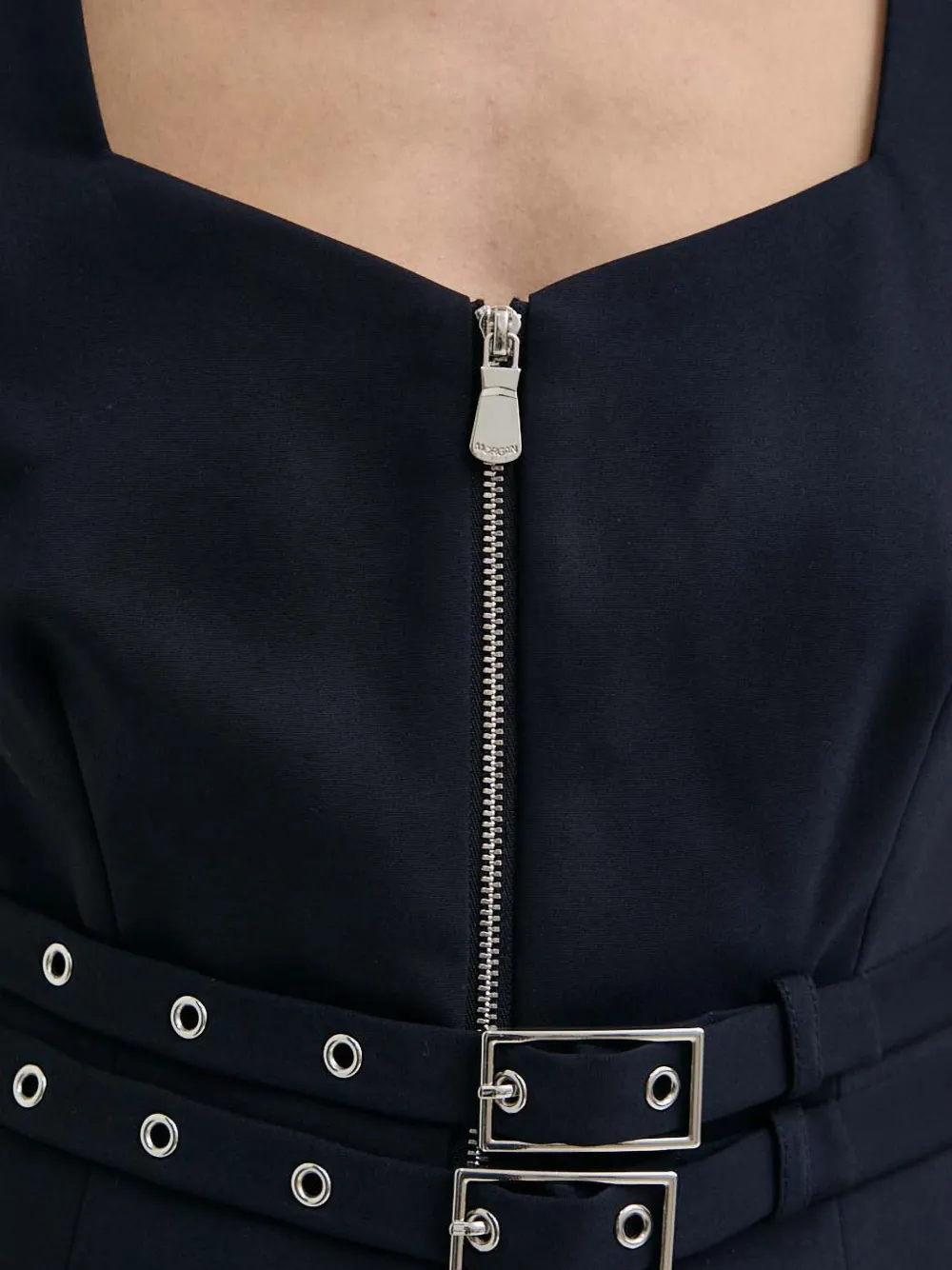 Morgan Mini-jurk met gesp en rits Blauw
