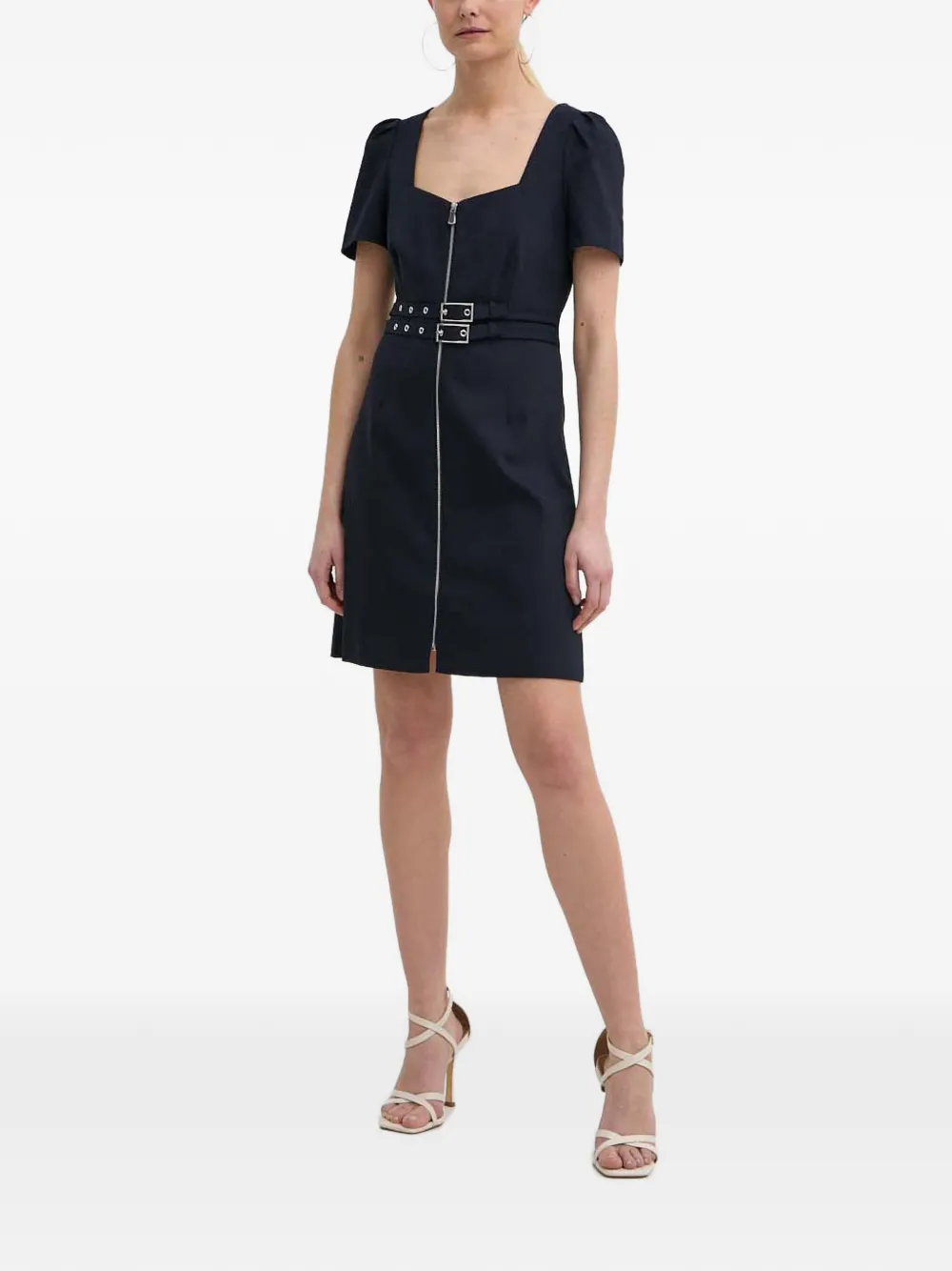 Morgan Mini-jurk met gesp en rits Blauw