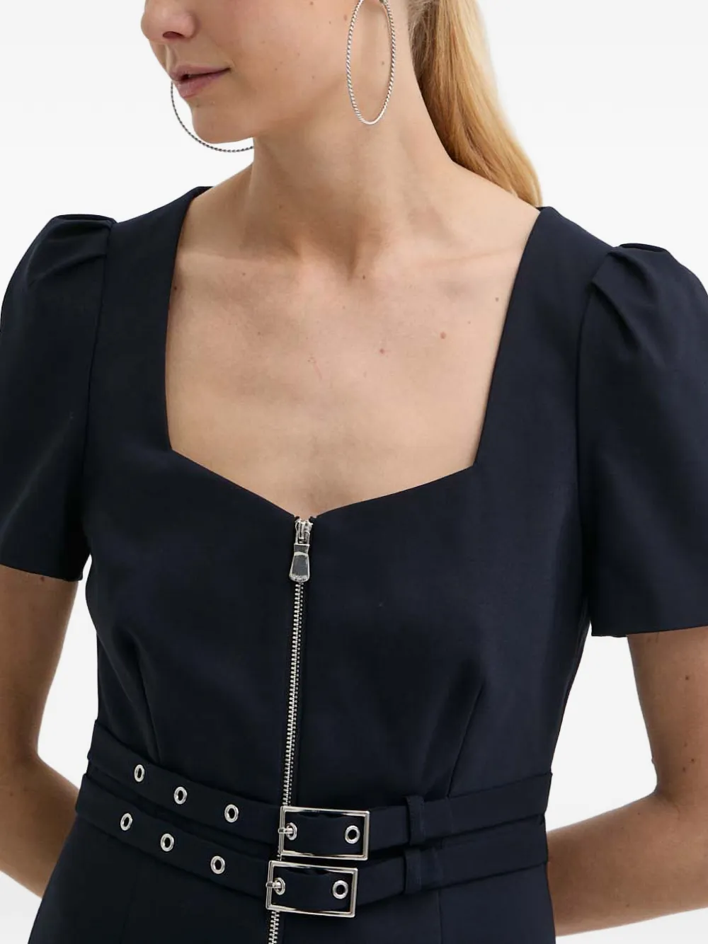 Morgan Mini-jurk met gesp en rits Blauw