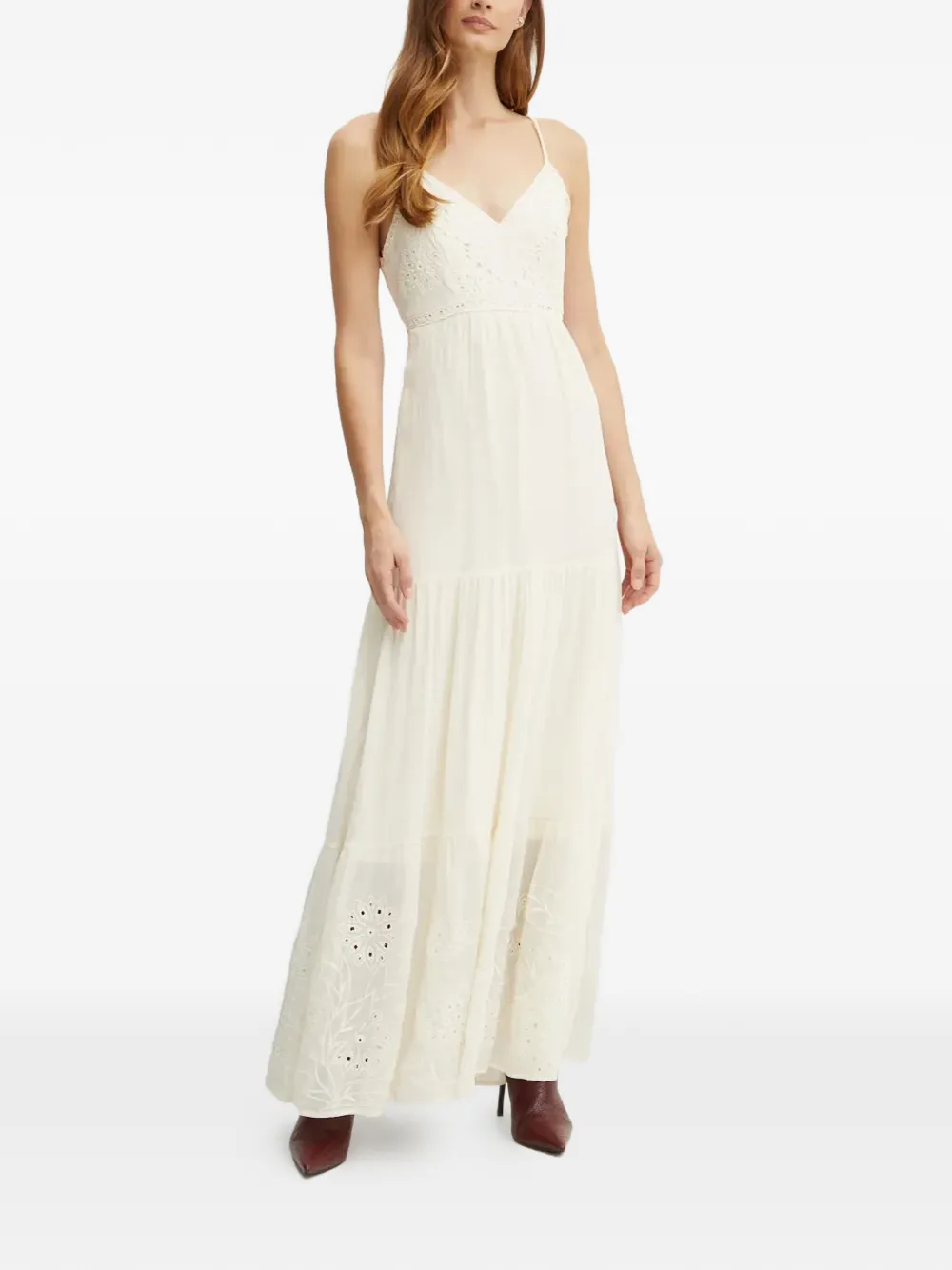Embroidered Tiered Maxi Dress