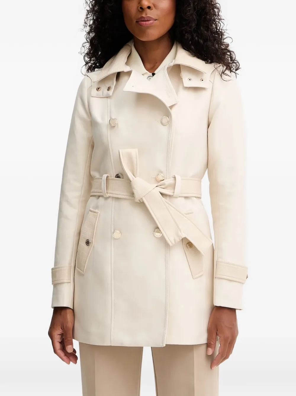 Morgan belt double-breasted coat - Neutrals