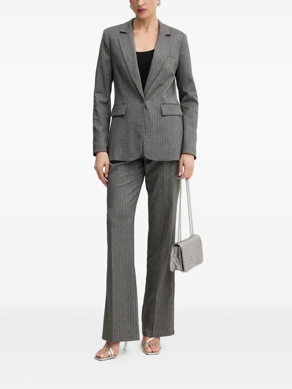 Morgan Blazer met krijtstreep en enkele rij knopen Grijs