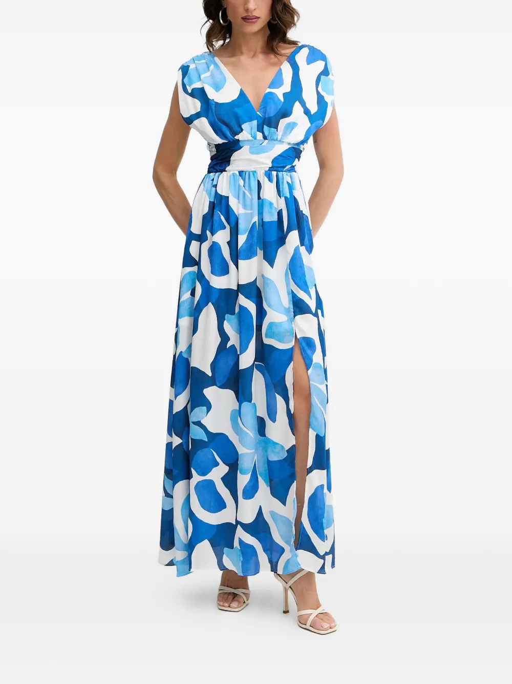 Morgan V-neck floral-print maxi dress - Blu