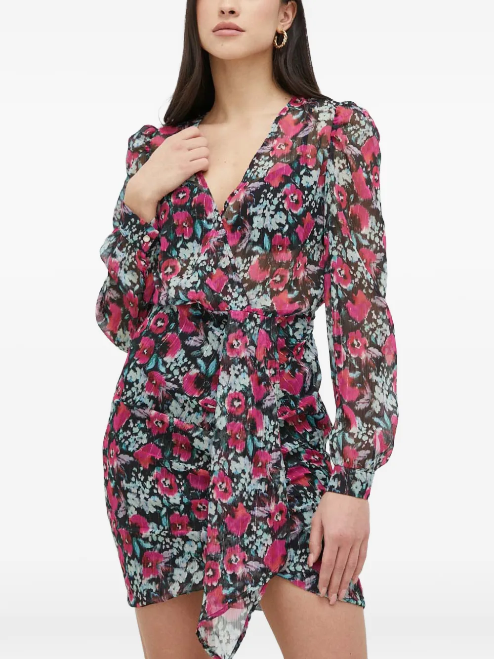Morgan floral V-neck mini dress - Rosa