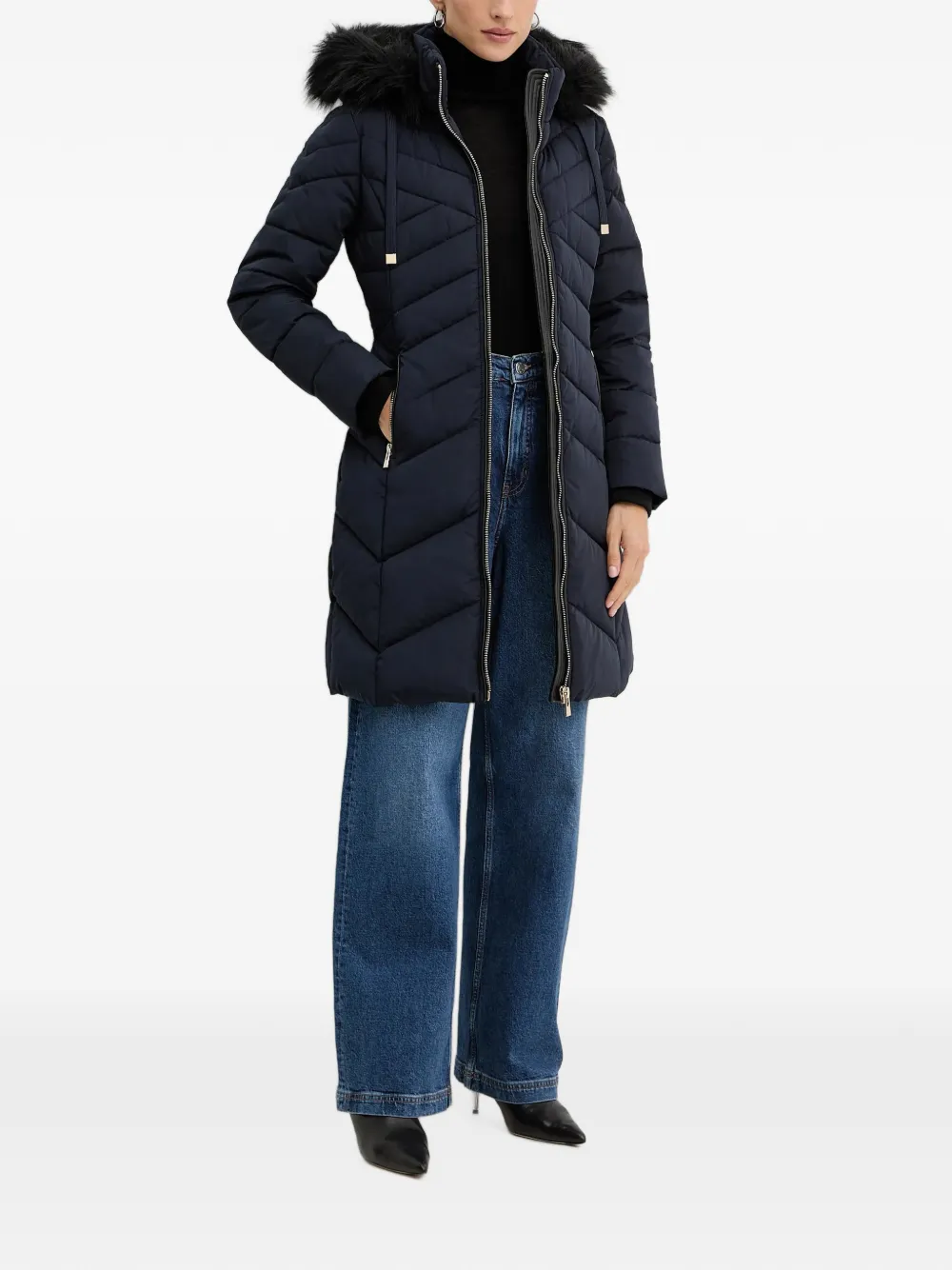 Morgan faux-fur trim quilted jacket