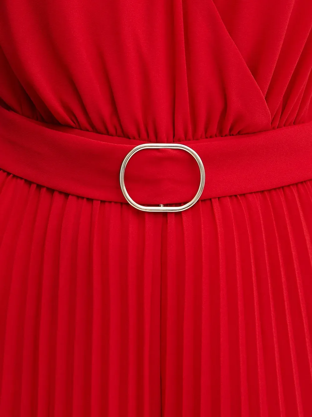Morgan Geplooid jumpsuit met ceintuur Rood