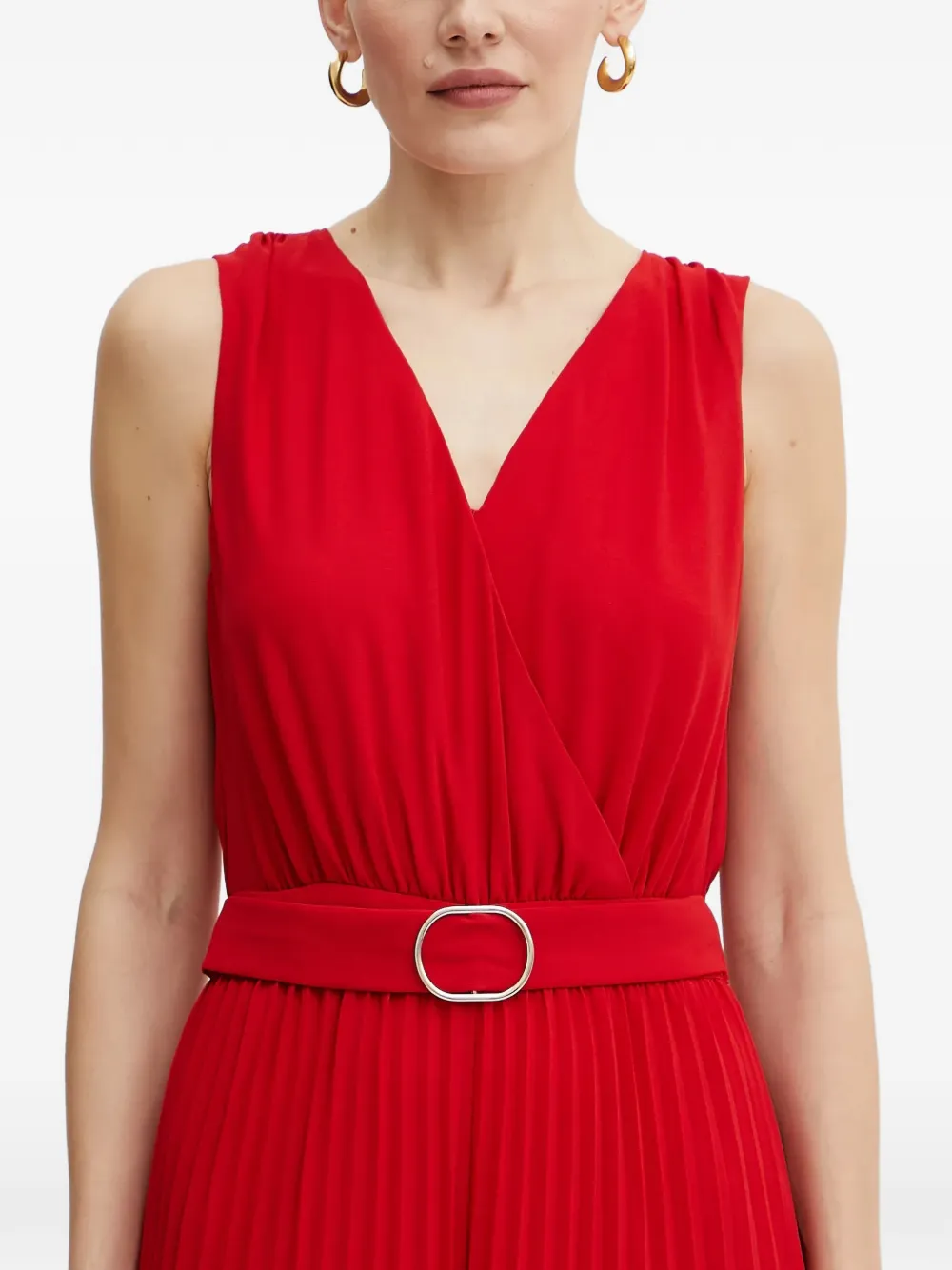 Morgan Geplooid jumpsuit met ceintuur Rood