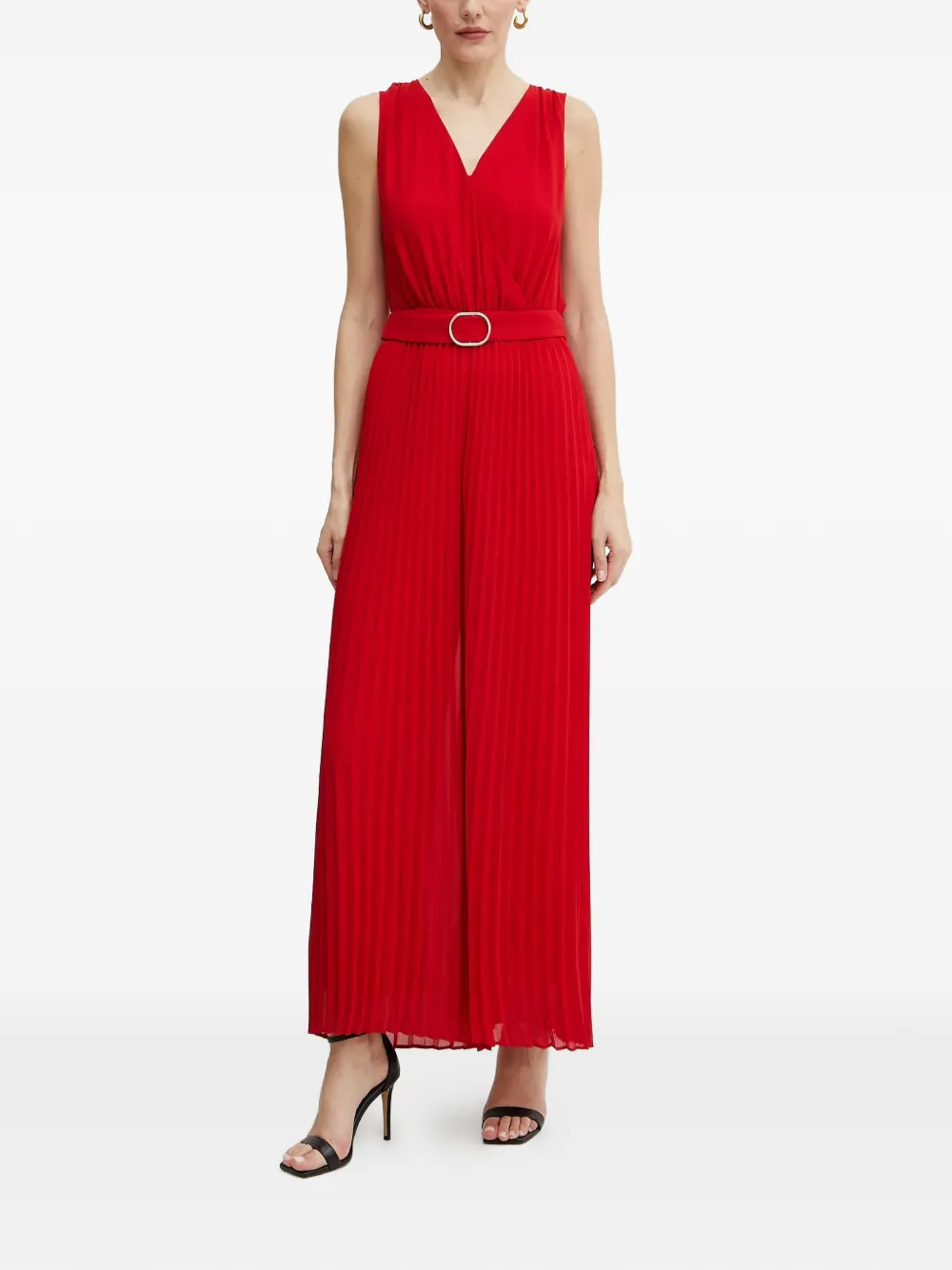  Morgan Pleated Belted Jumpsuit - Red 