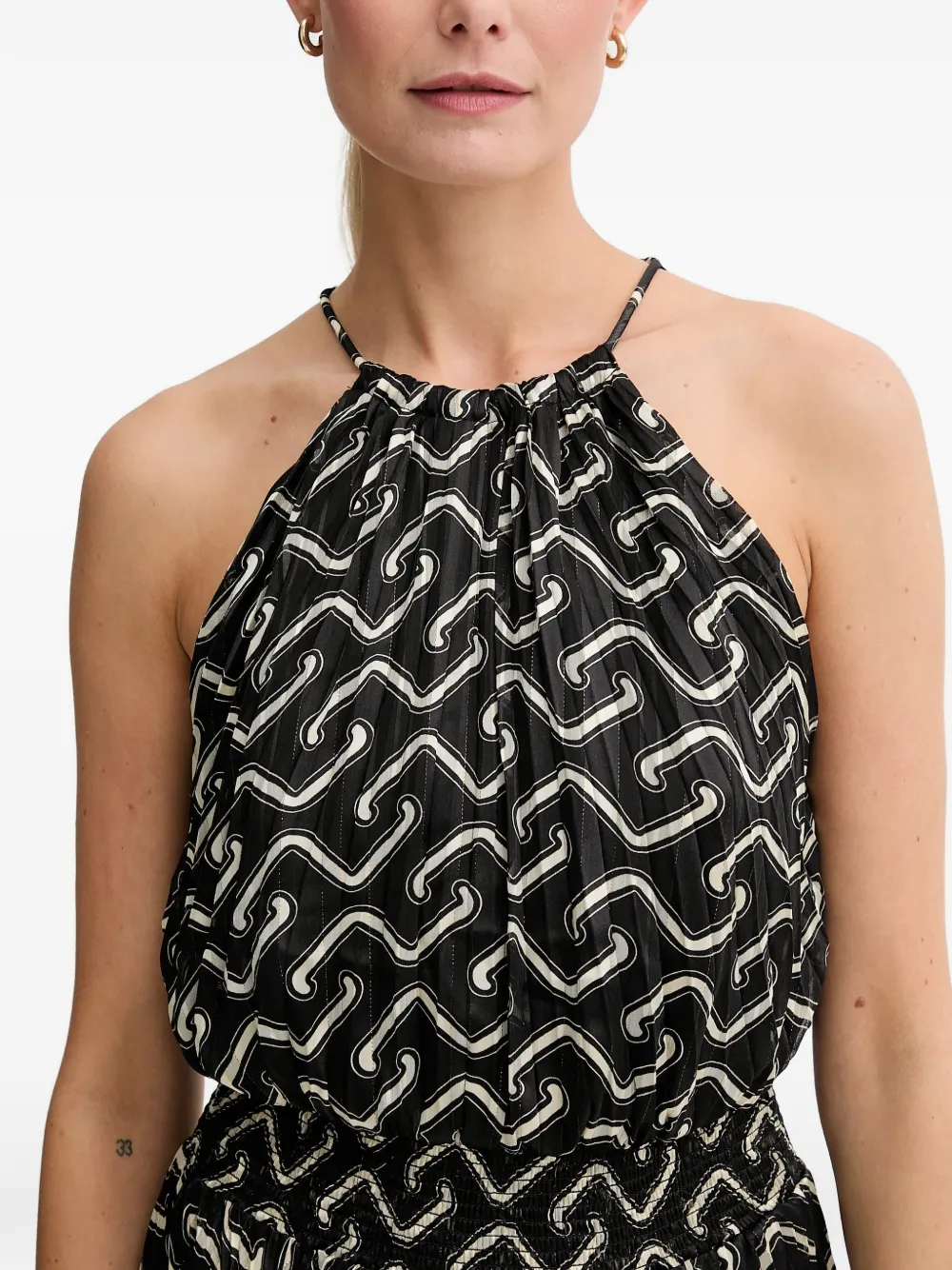 Morgan Midi-jurk met plooien en print Zwart