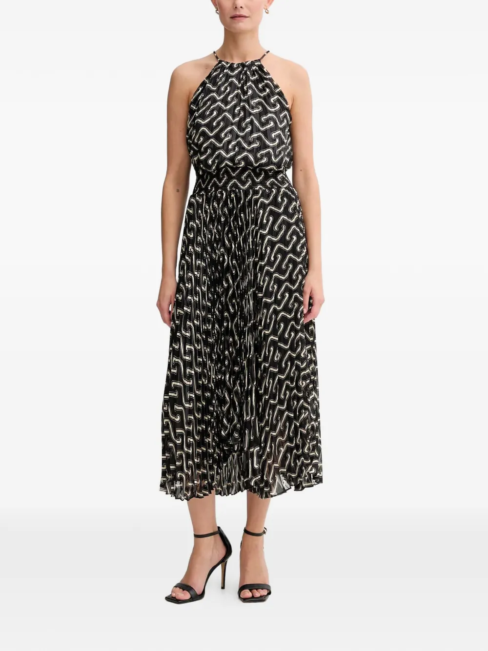 Morgan printed pleated midi dress - Nero
