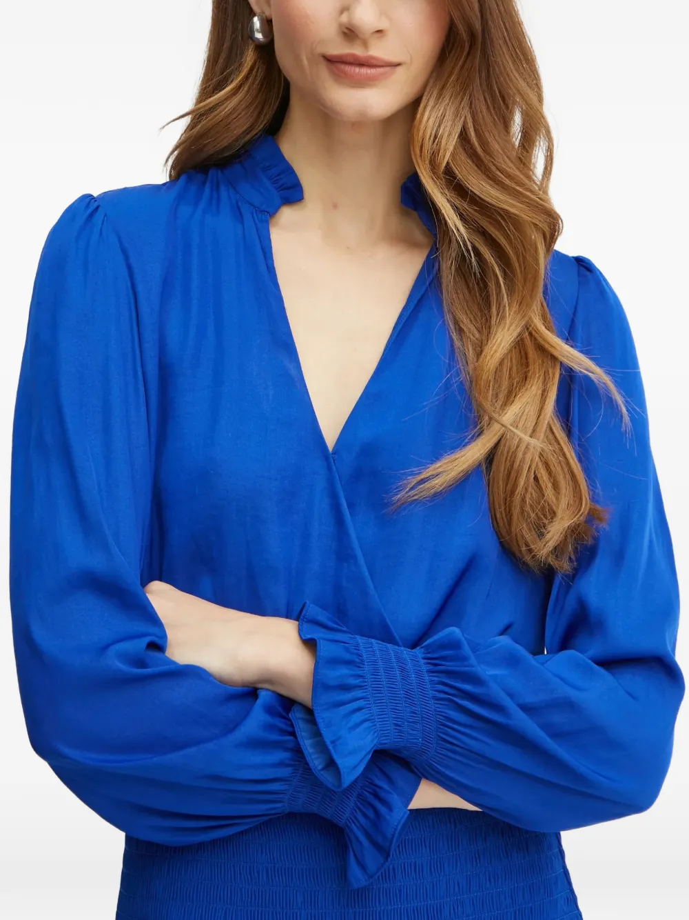 Morgan Gesmockte jurk met ruches Blauw